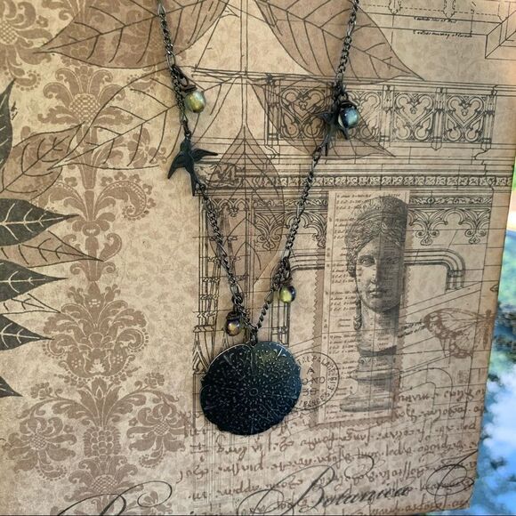 Hand crafted Dainty Black Brass Medallion Necklace - Picture 6 of 7